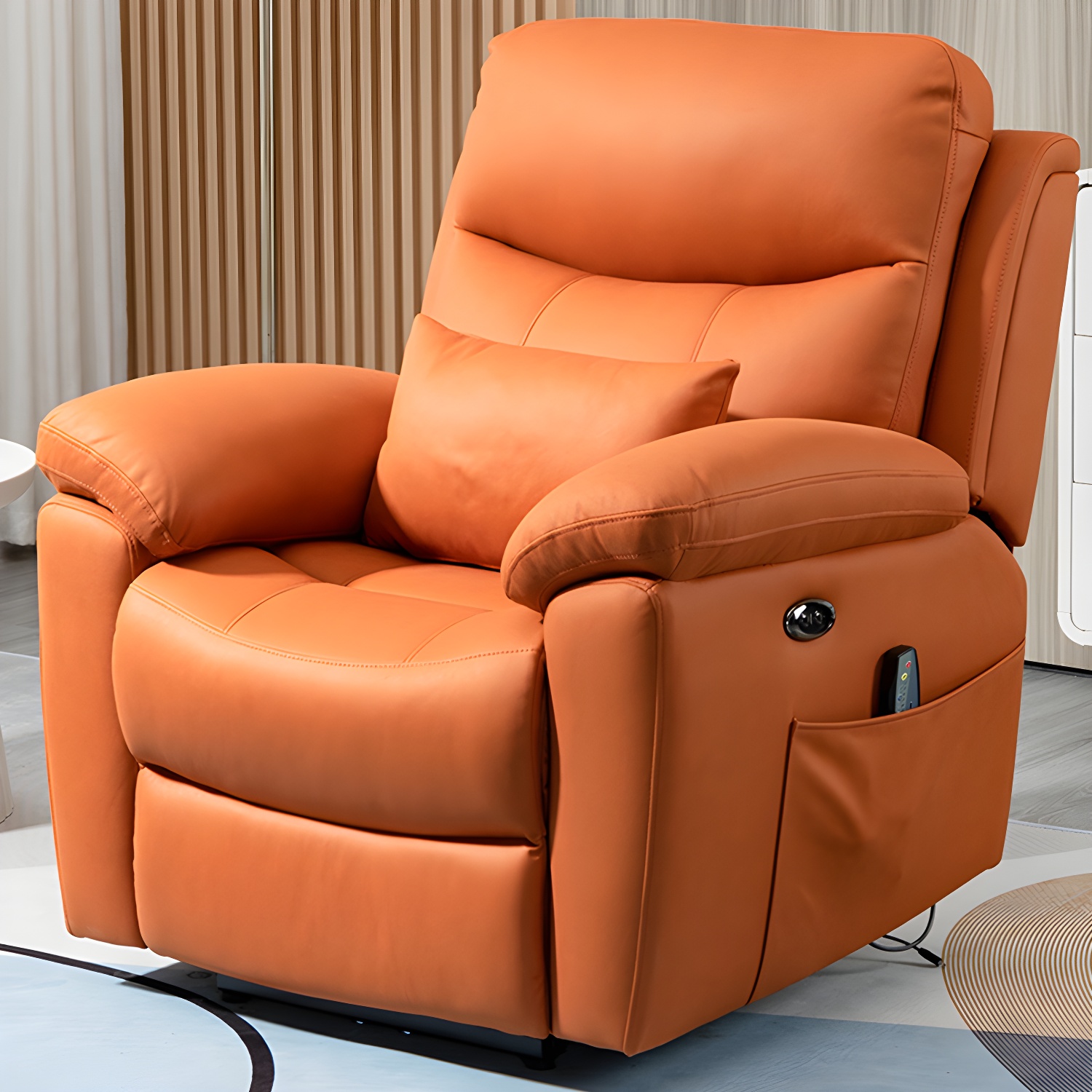 Faux Leather Recliner with Lumbar Metal Frame Standard Recliner Chair, Water Proof