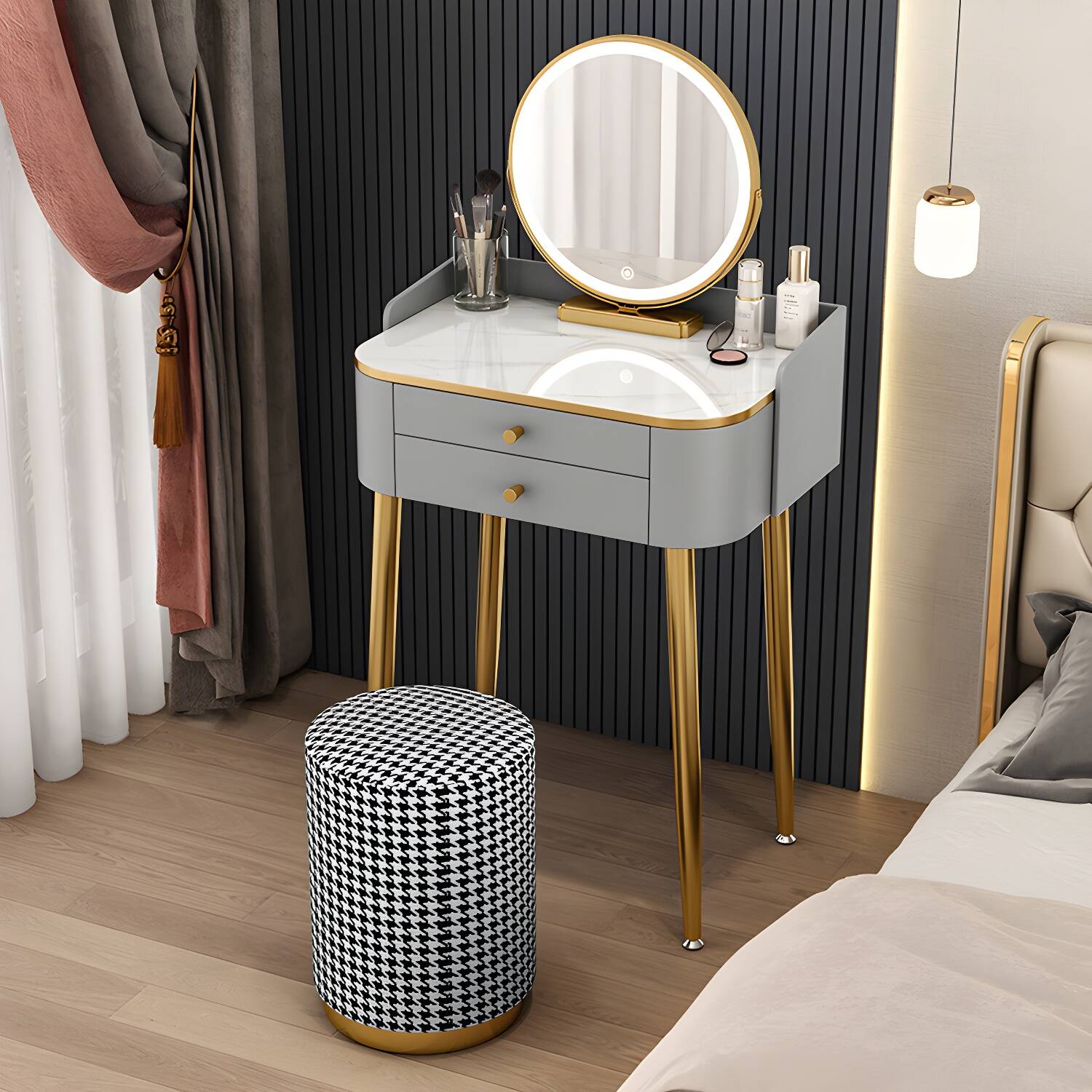 15.74" Wide Makeup Vanity Desk Glam Vanity Tables with 2 Drawers