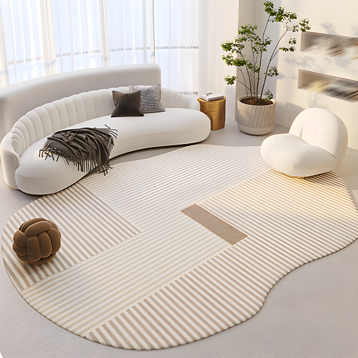 Nordic Carpet Novelty Banded Printed Adult Area Carpet Stain Resistant Area Rug