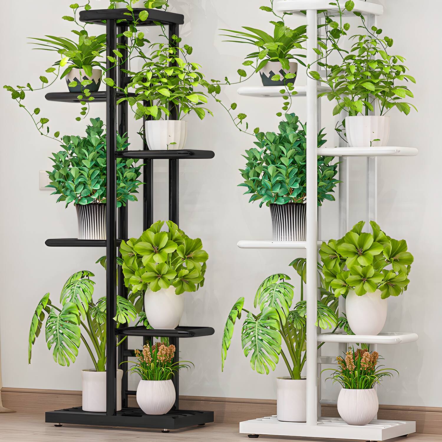 Multi-Tiered Plant Stand Square Metal Plant Stand with Shelves