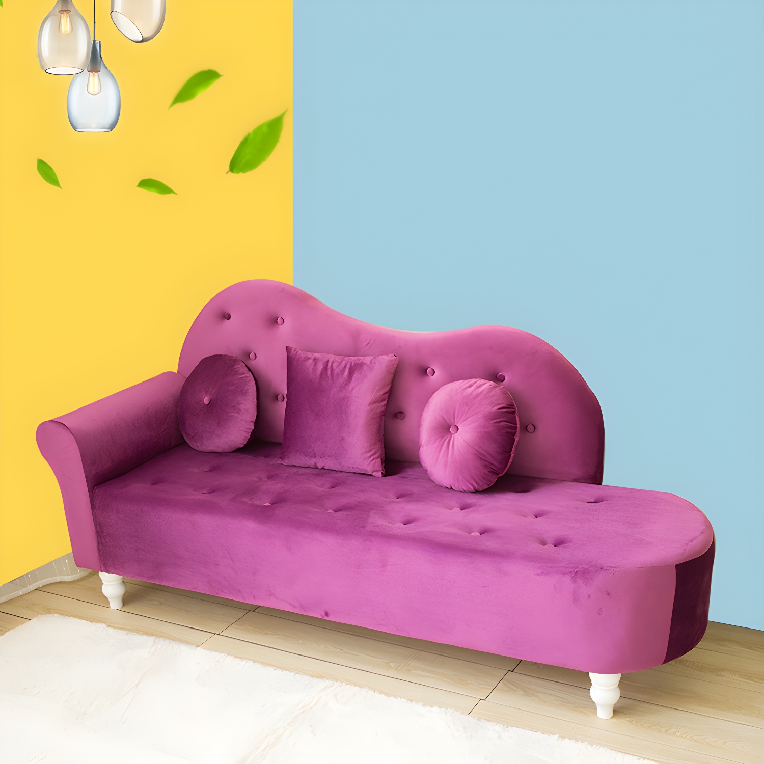 Glam Chaise Lounge Velvet Chaise Lounge Sofa for Living Room