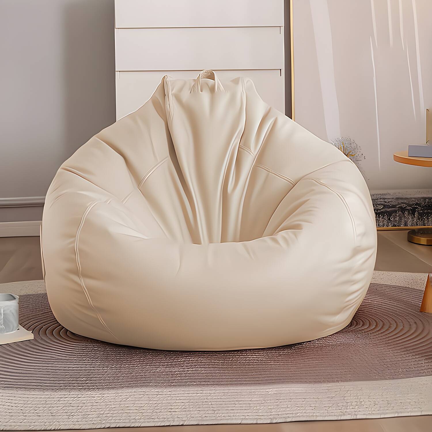 Solid Colour Bean Bag Set Indoor Pre-Filled Bean Bag with Footstool