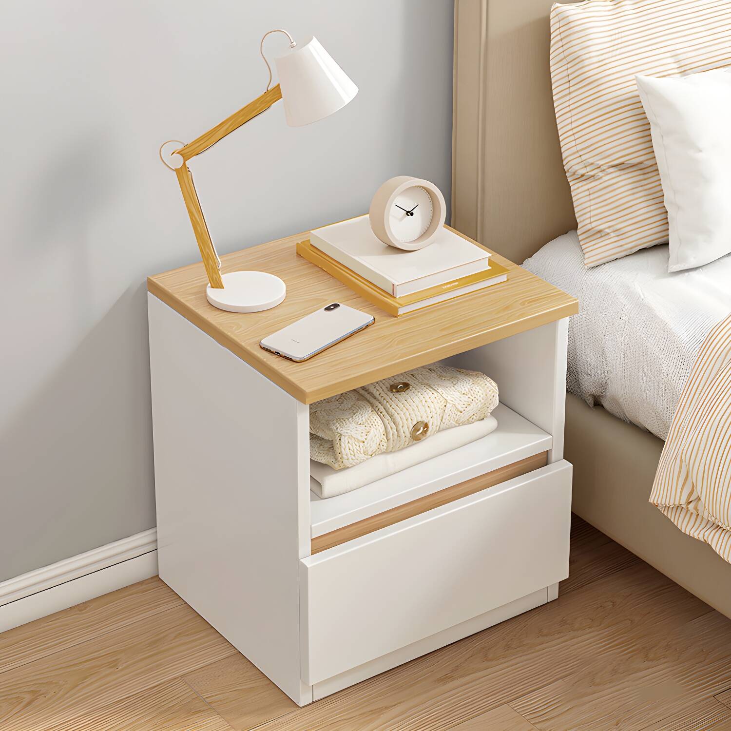 Engineered Wood Night Table Modern Bedside Cabinet for Bedroom