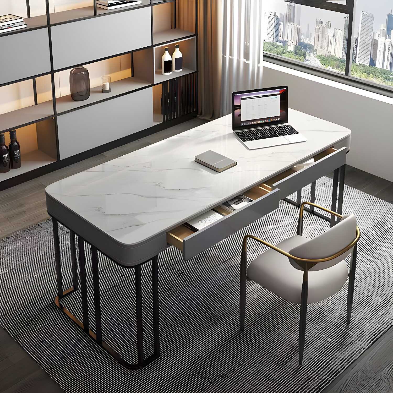 Rectangular Shaped Modern Office Table Stone Writing Desk for Office