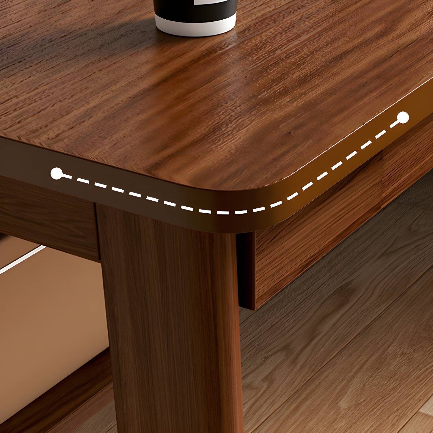 Contemporary Engineered Wood Writing Desk H-Shape Office Desk with Wood Legs