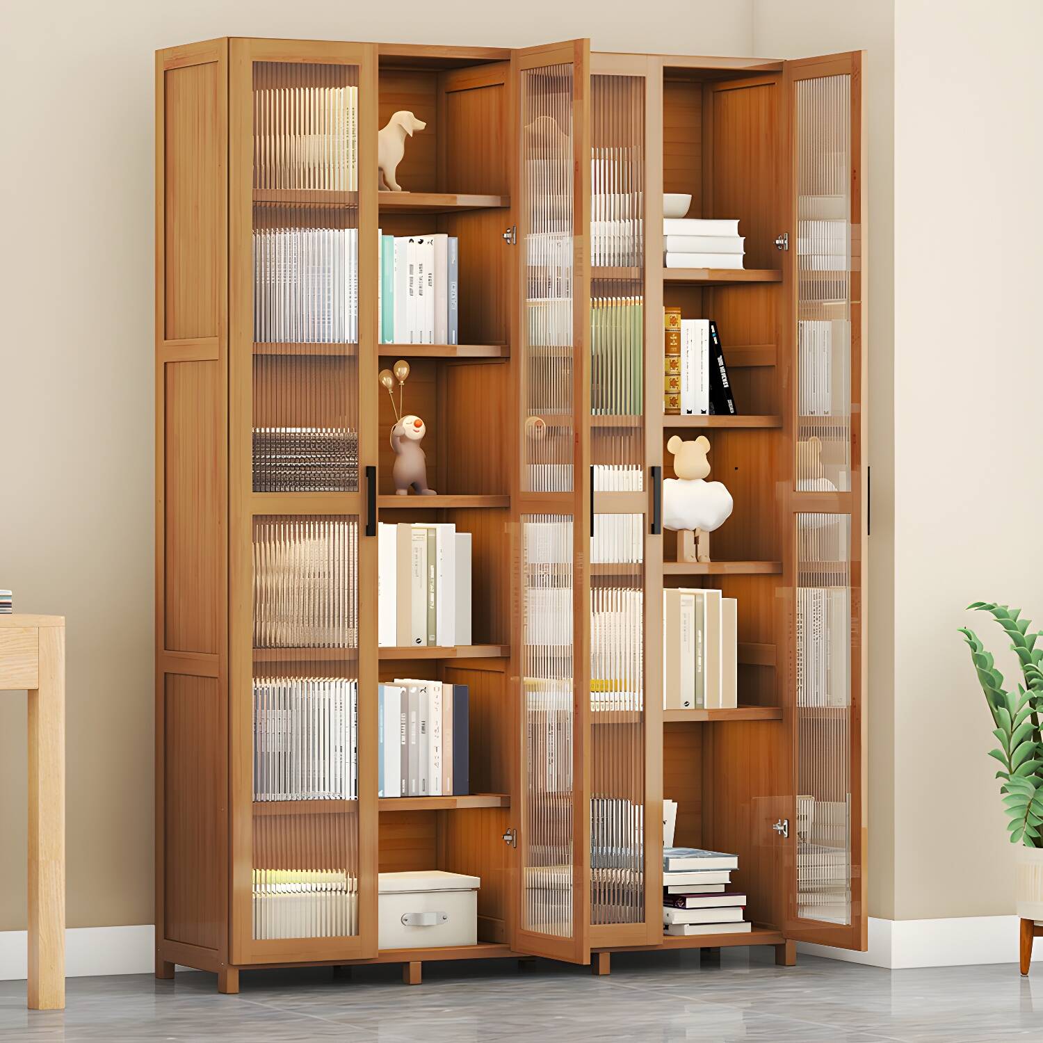 Contemporary Display Stand Bamboo Buffet Cabinet for Dining Room