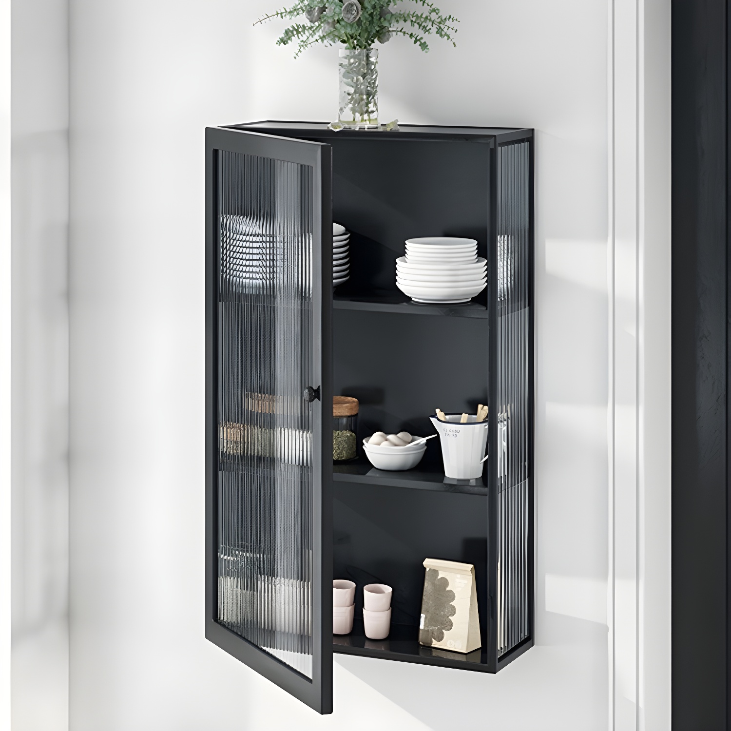 Contemporary Curio Cabinet Wall Mounted Metal Buffet Cabinet for Dining Room