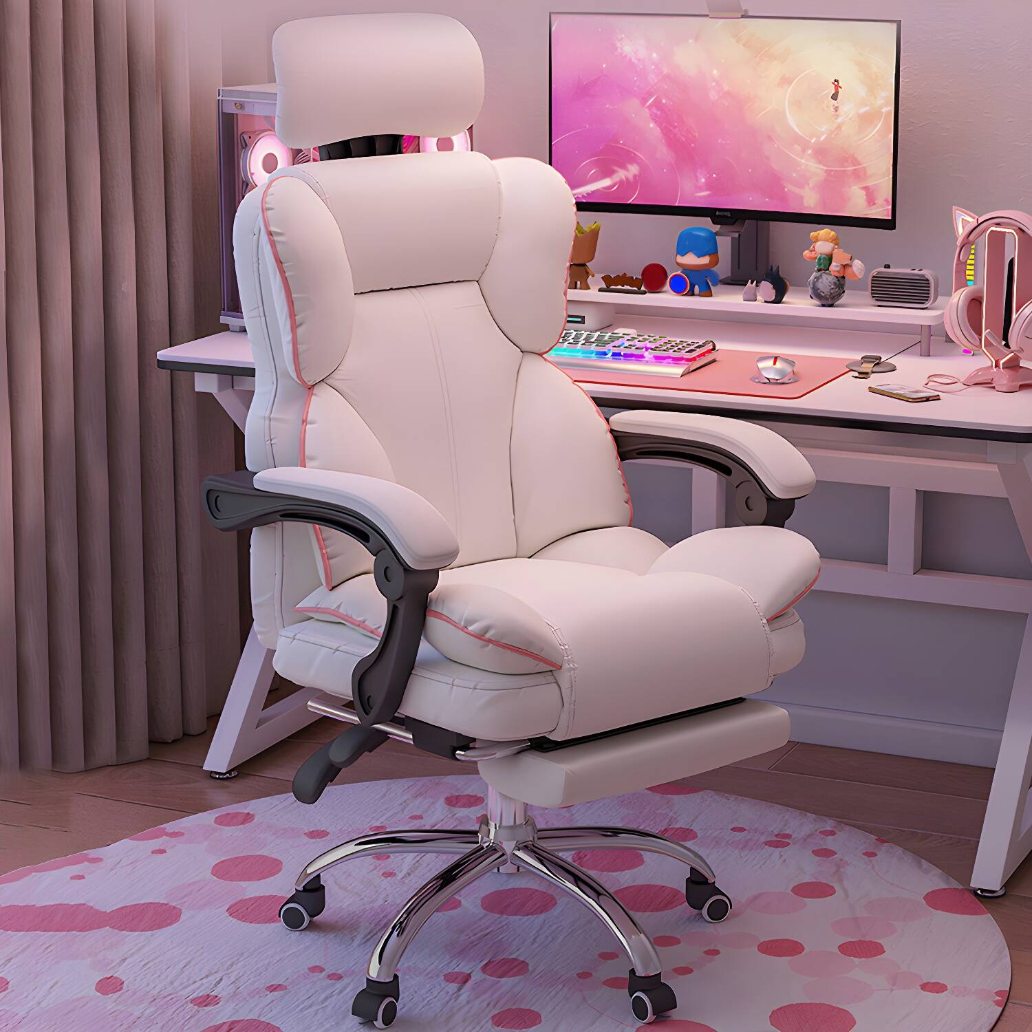 Modern Padded Arms Task Chair Adjustable Seat Height Gaming Chair for Office