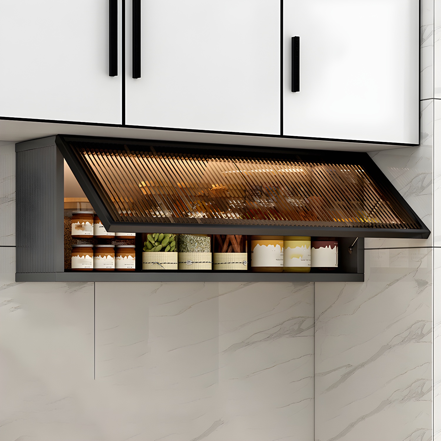 Modern Wall Mounted Display Stand Metal Storage Cabinet for Kitchen