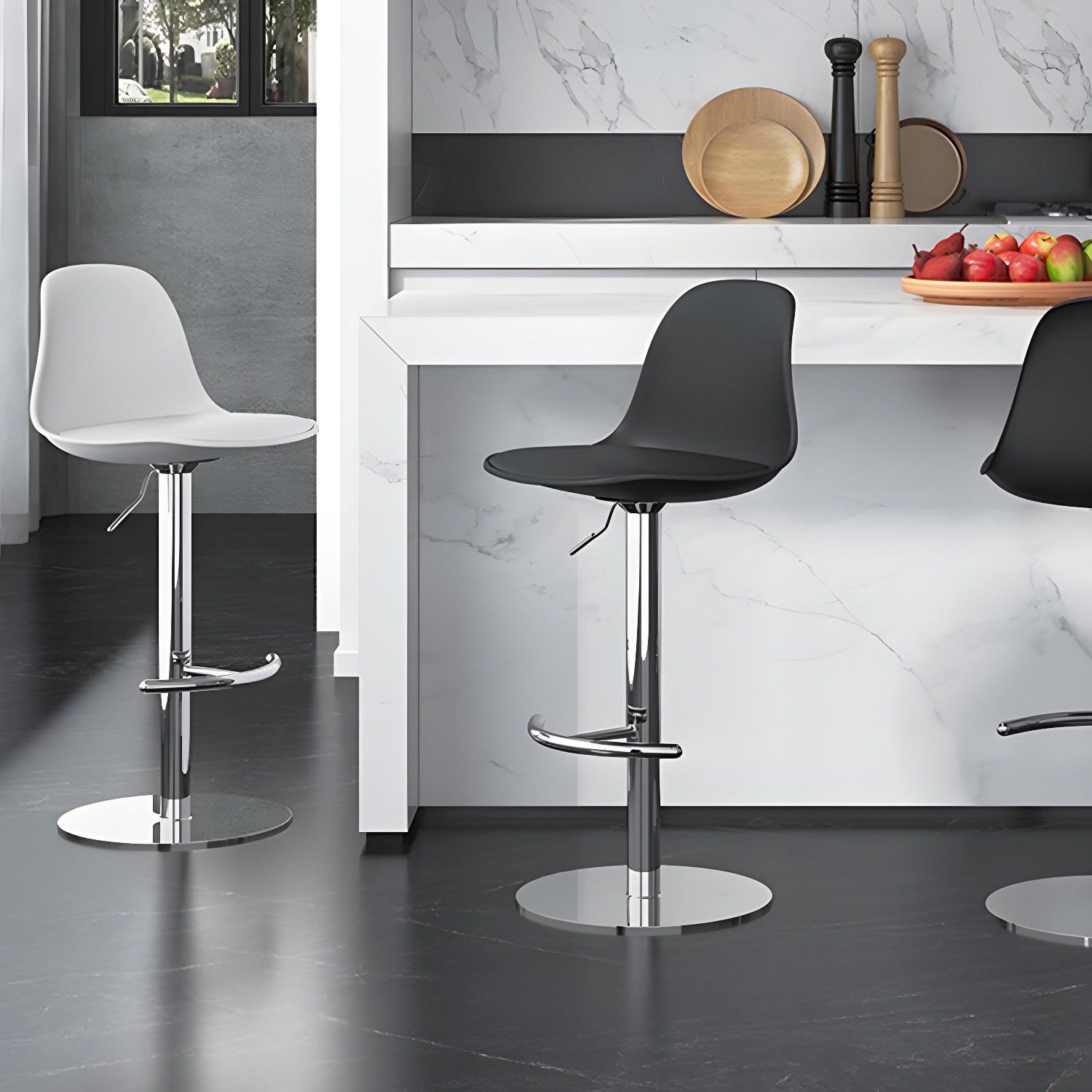 Modern Adjustable Height Swivel Low Back Bar Stool with Metal Base