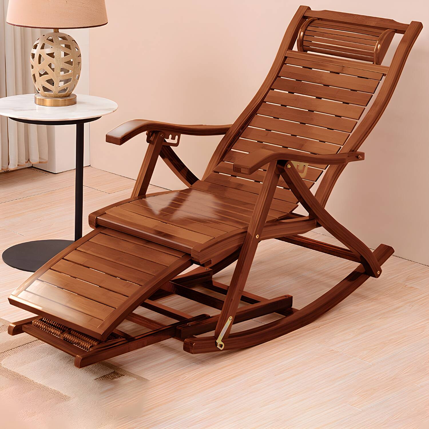Traditional Solid Colour Standard Recliner Gliding Wooden Indoor with Arm