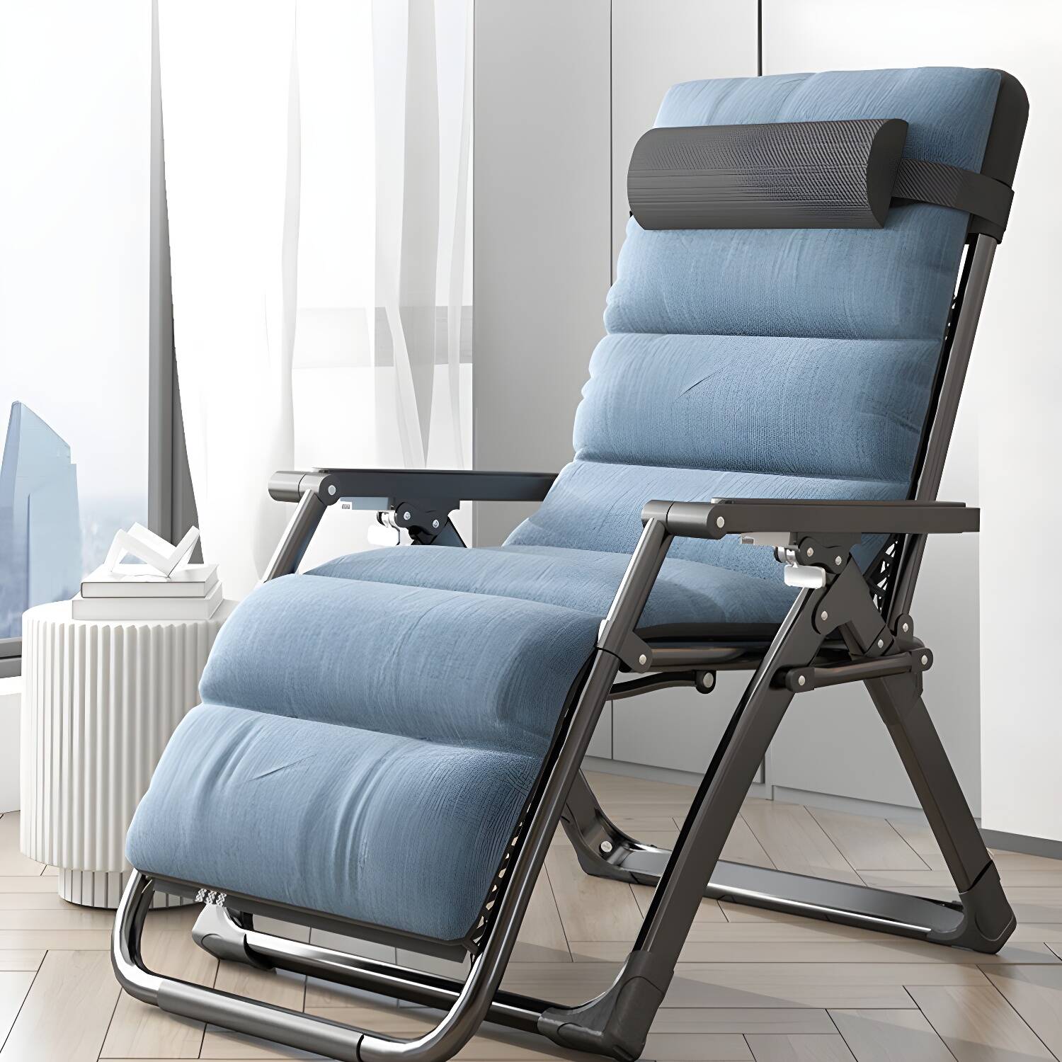 Modern Recliner Chair with Metal Frame and Removable Cushions