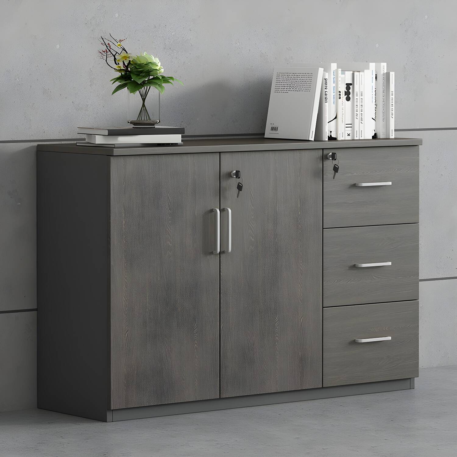Modern Wooden Filing Cabinet with Lock Storage for Home Office