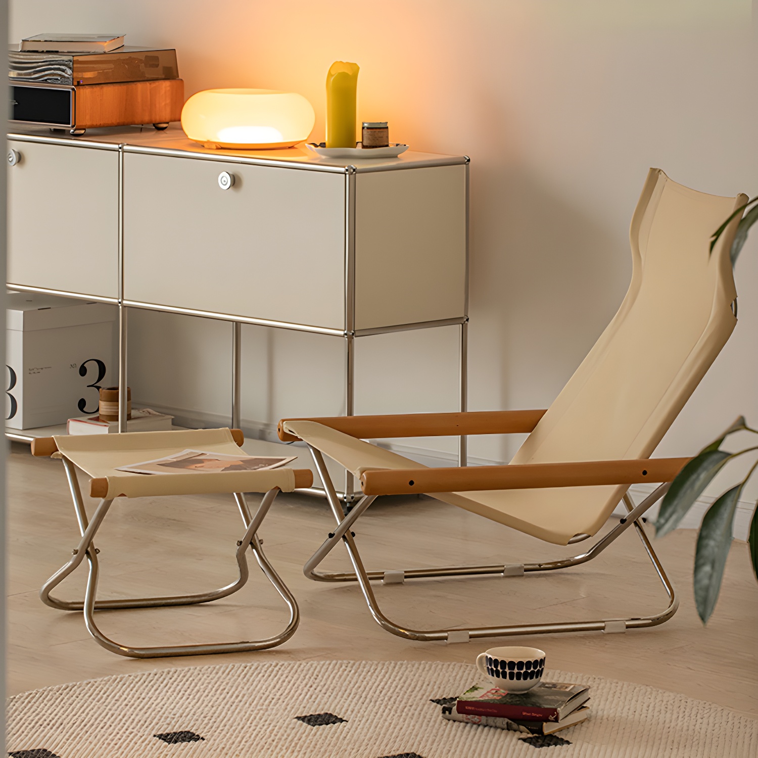 29" Wide Scandinavian Metal Solid Colour Canvas Standard Recliner