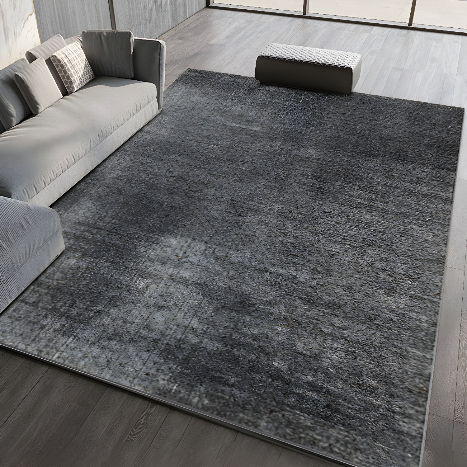 Industrial Style Gray Rug Indoor Non-slip Rug for Bedroom and Living Room