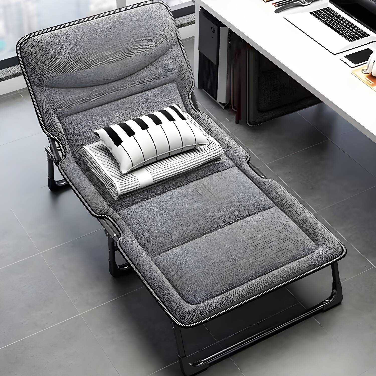 Contemporary Metal Frame Folding Standard Recliner Chair Position Lock