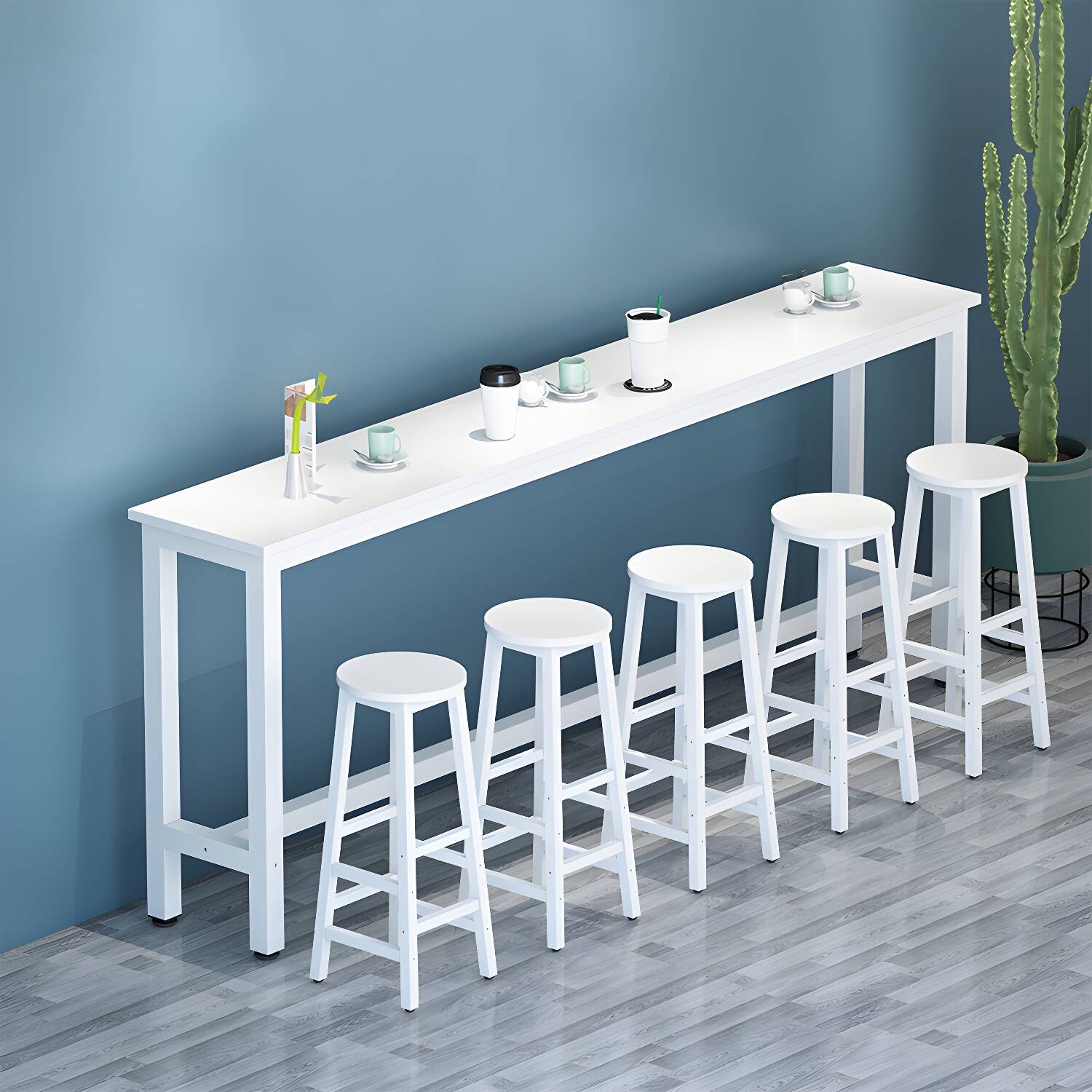 Contemporary Rectangle Wood Bar Height Cocktail Table for Dining Room