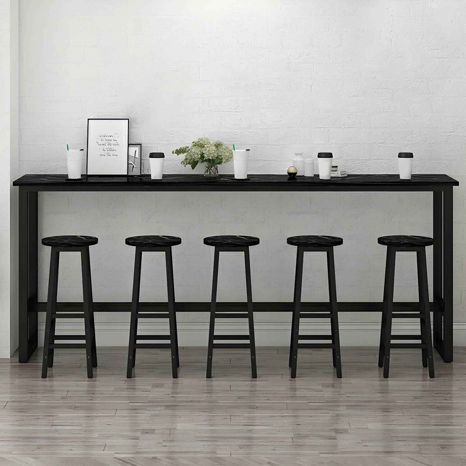 Rectangle Contemporary Wood Bar Height Cocktail Table for Dining Room