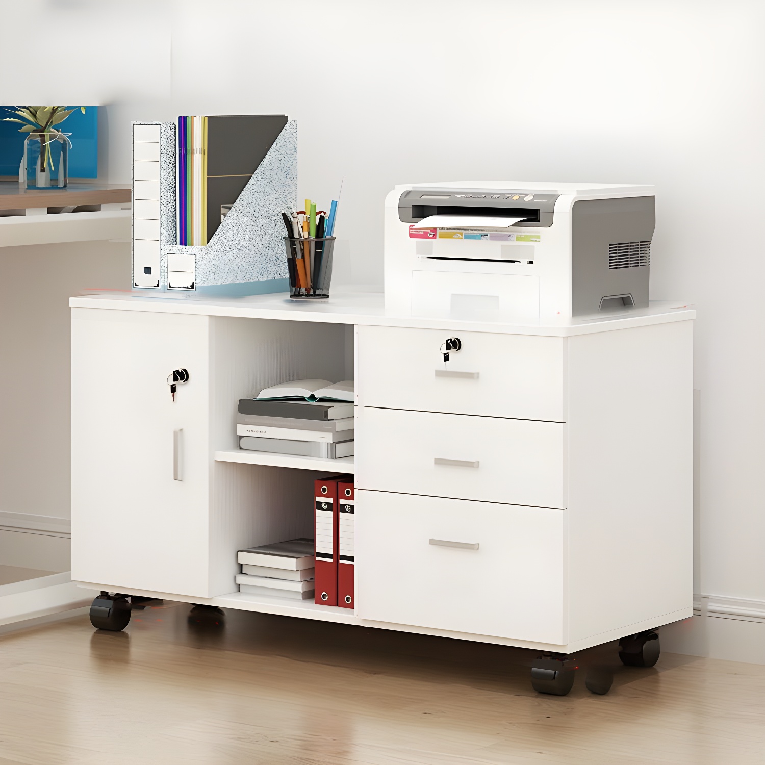 Modern Manufactured Wood Filing Cabinet with Lock Drawers for Home Office