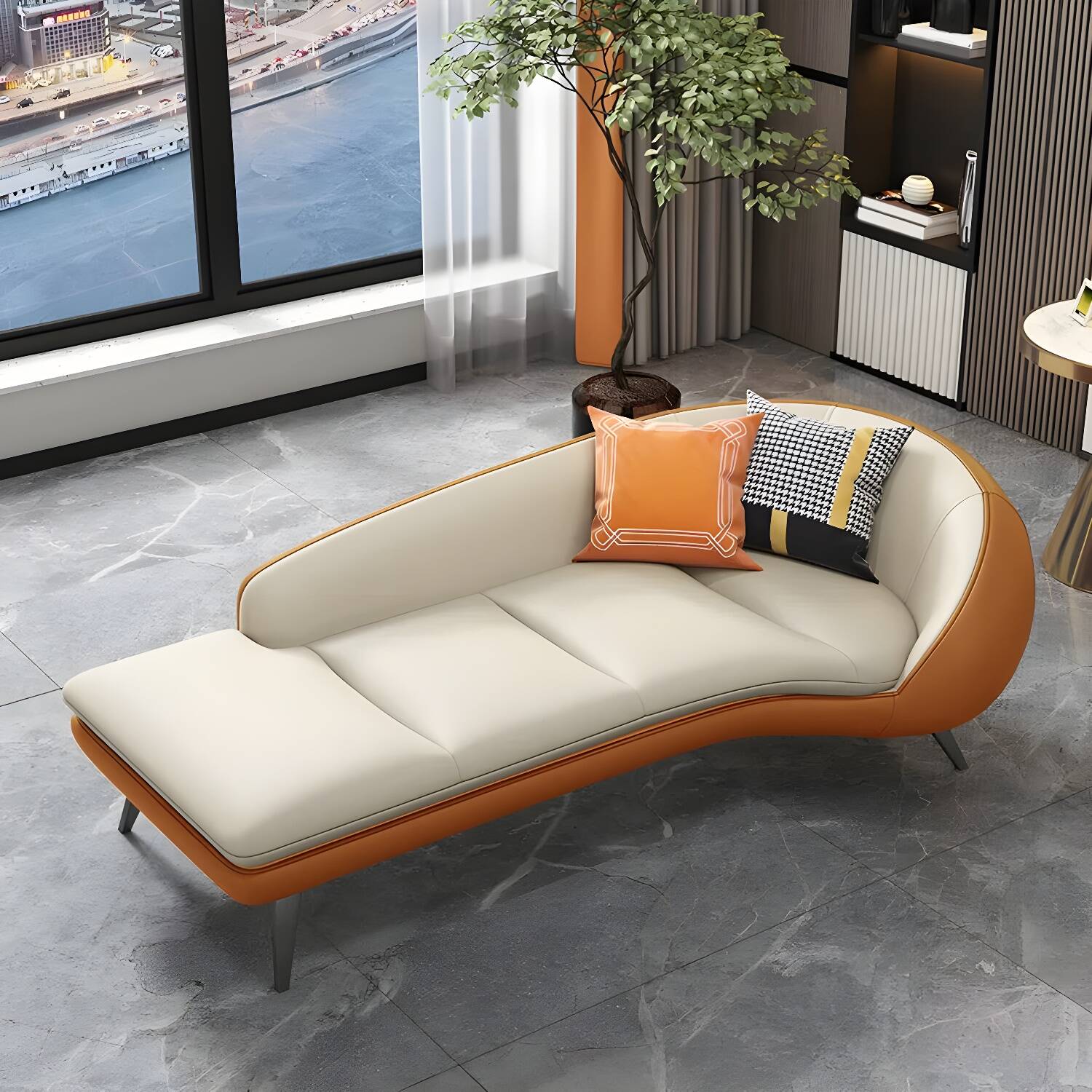 Modern Accent Leisure Chair Chaise Lounge with One Armed for Living Room