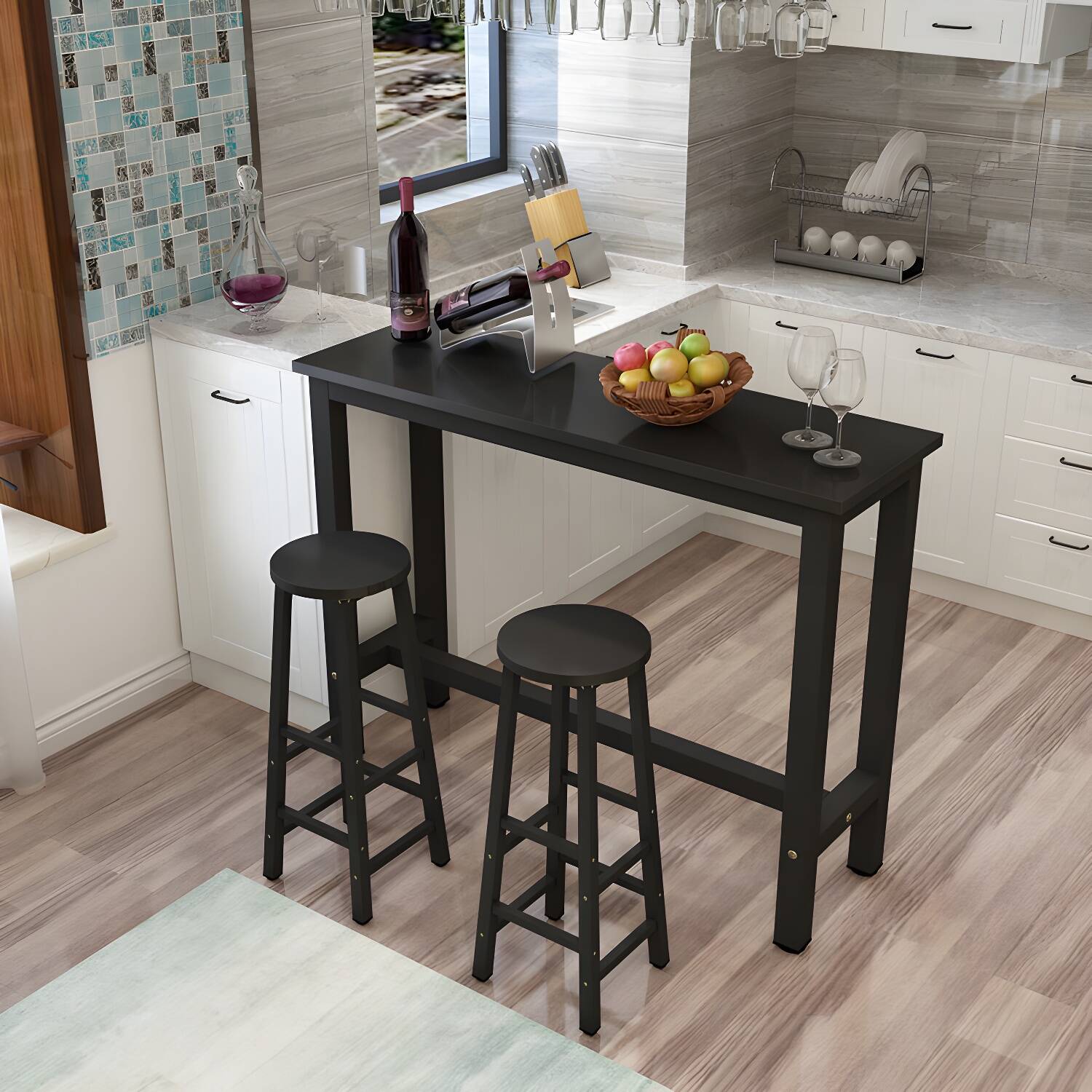 Modem Style Rectangle Wood Counter-height Pub Table for Kitchen