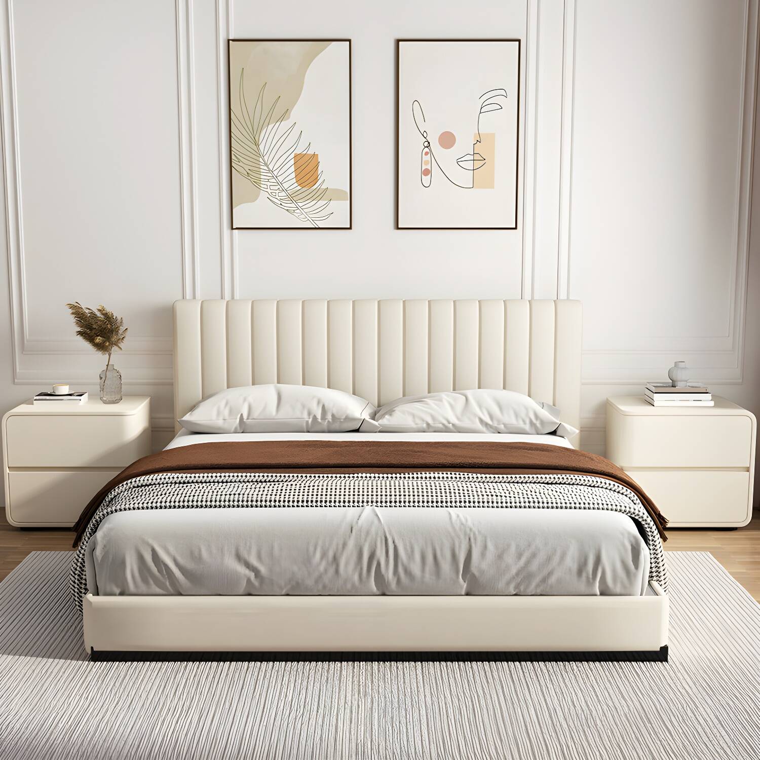 Contemporary Accent Table Nightstand Engineered Wood With Drawers for Bedroom