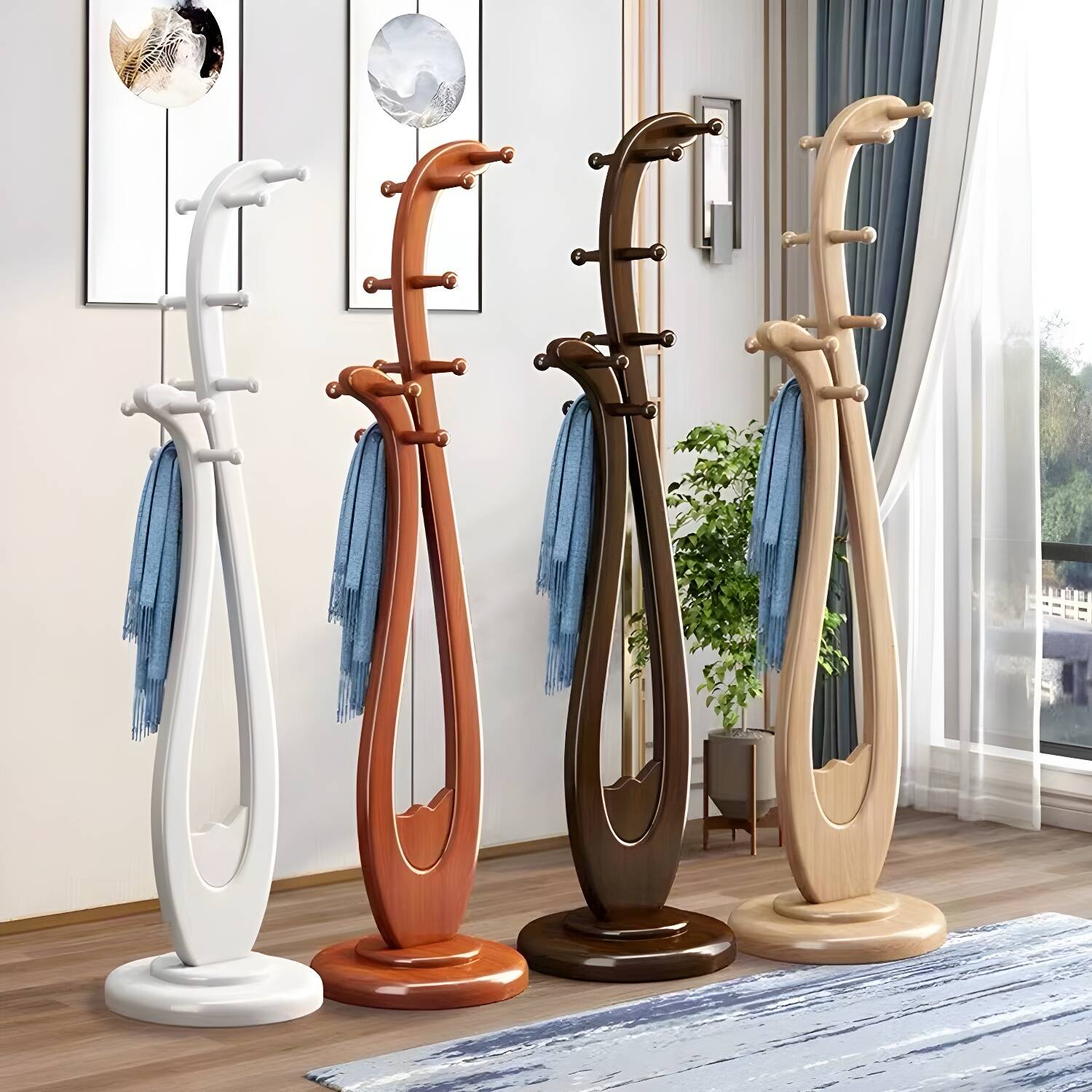 Modern Style Unique Shape Hall Stand Wooden Base for Living Room