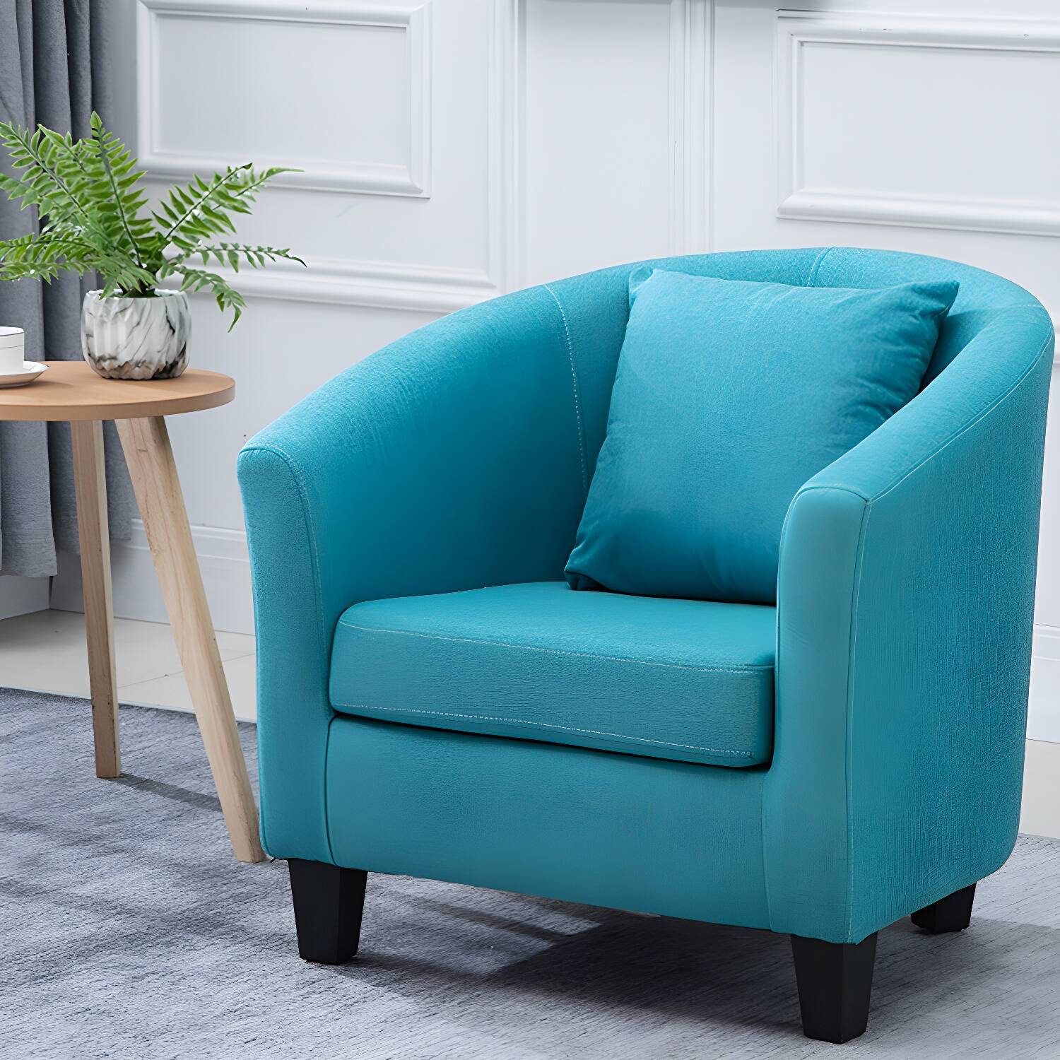 Scandinavian Cushion Included Barrel Chair with Extra Pillow - 28.3" Wide