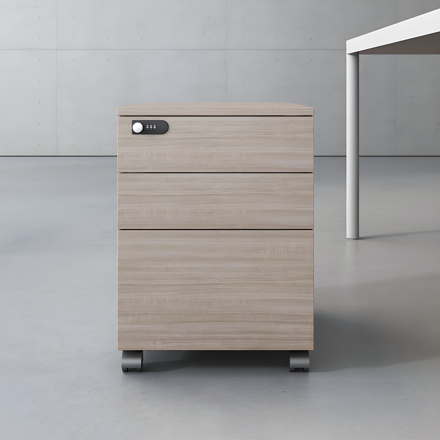 Contemporary Wooden File Cabinets with Drawers and 4 Pulley Feet for Office