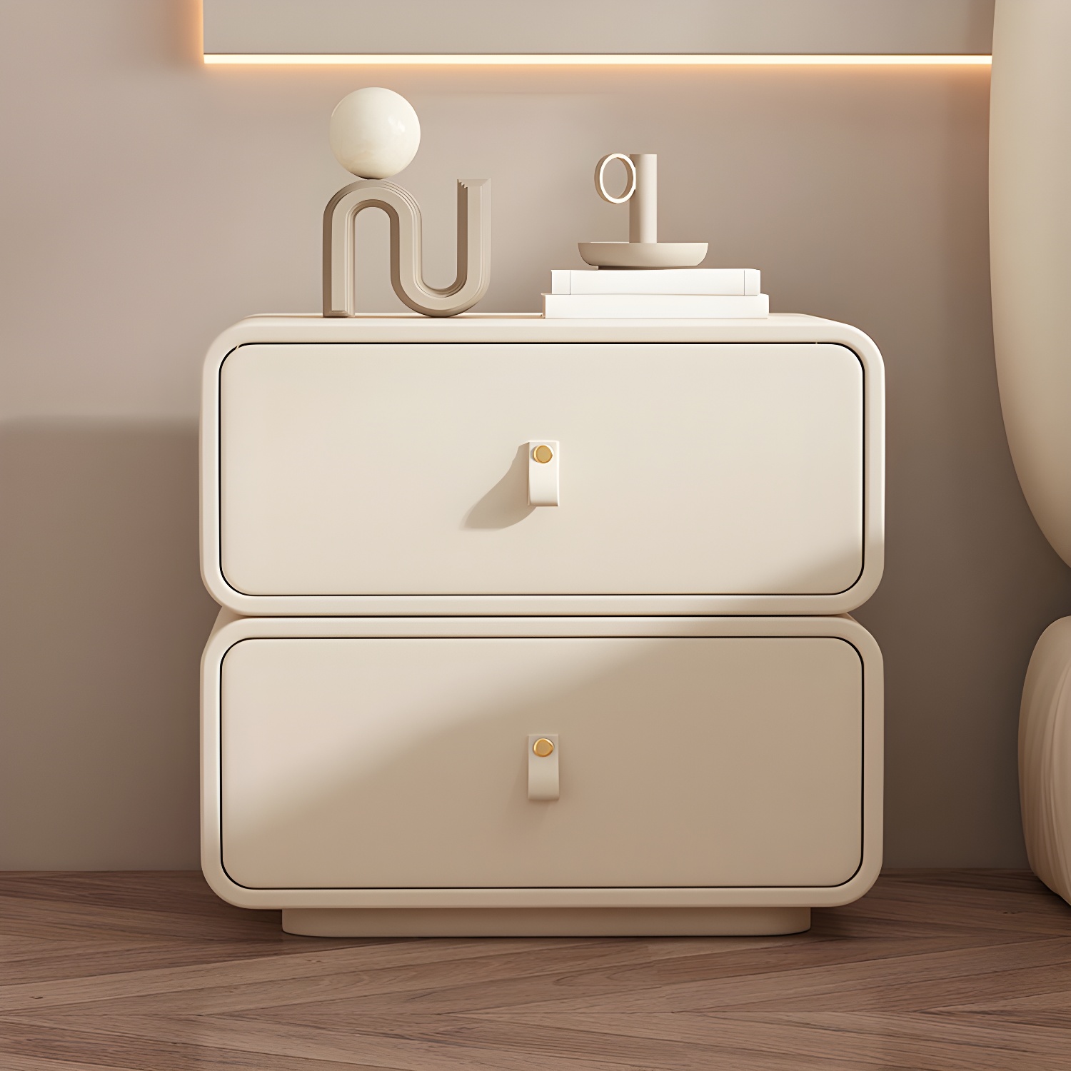 Modernism Bedside Desk Shape in Rectangular with Two-drawer for Bedroom