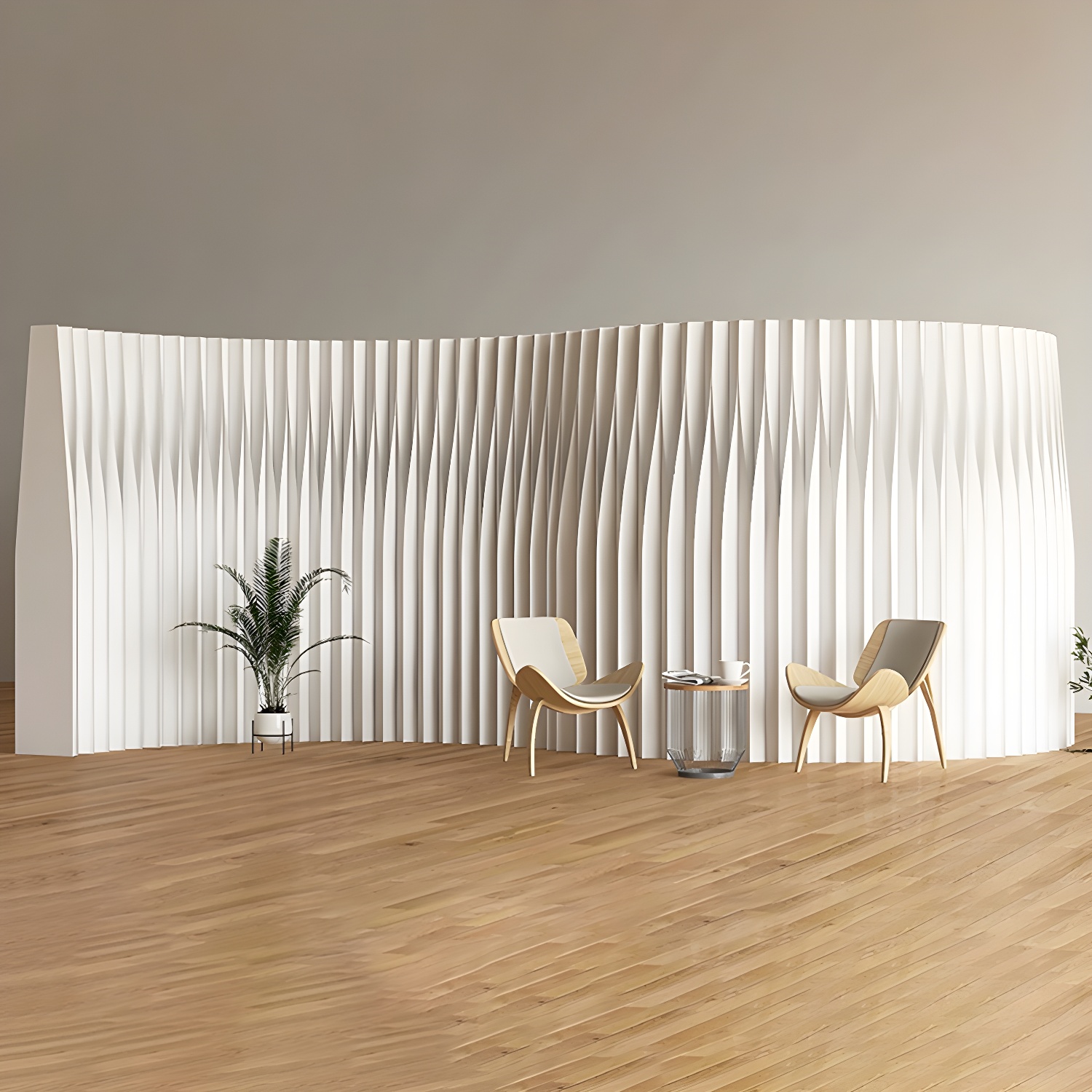 Contemporary White Folding Paper Room Divider Screen for Indoor