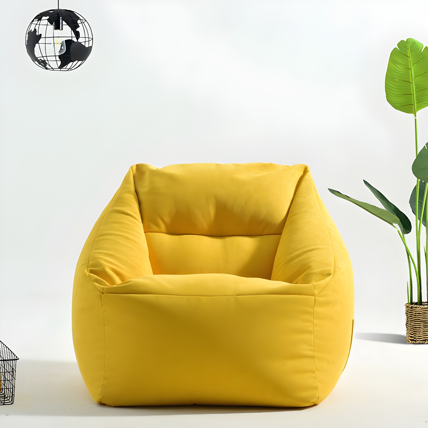 Indoor Small Bean Bag Chair and Footstool with Storage - 25.6" W