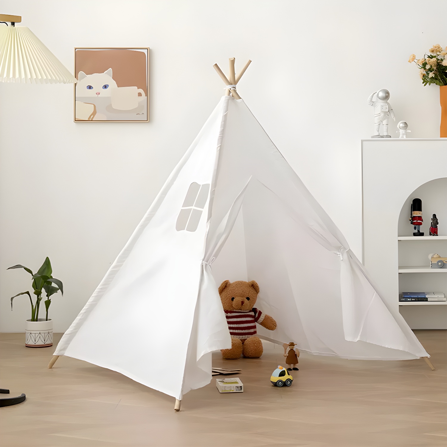 Multiple Colours Indoor Triangular Play Tent Fabric with Window