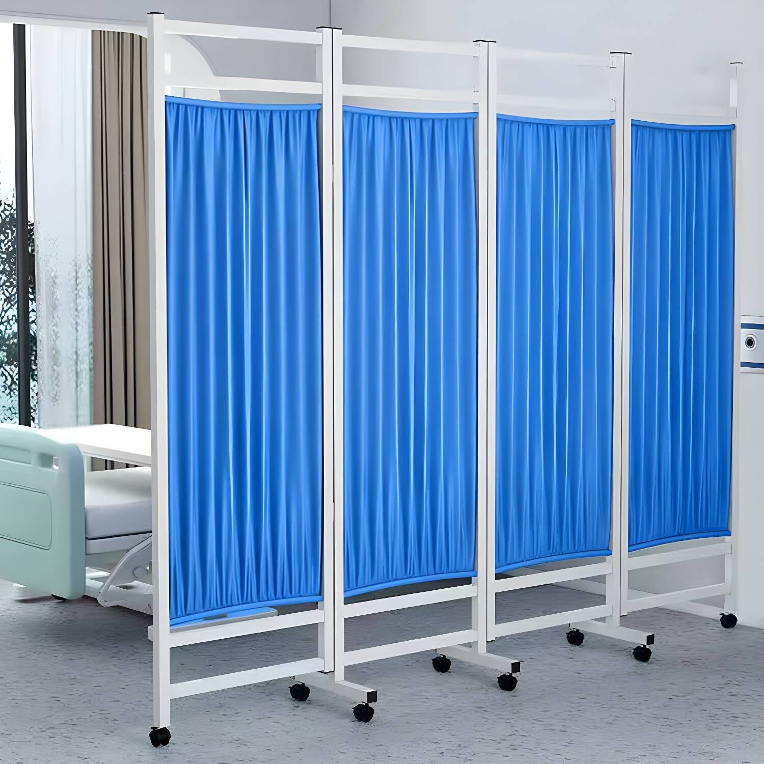 70.87" Tall Iron Folding Medical Privacy Screen with Casters
