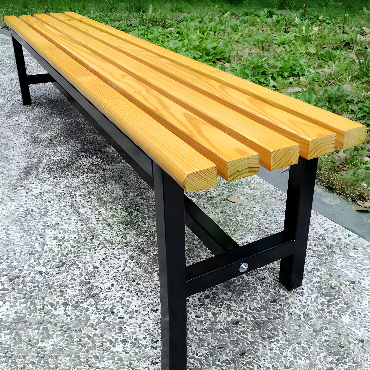 Contemporary Wooden Park Bench Armless and Backless for Outdoor