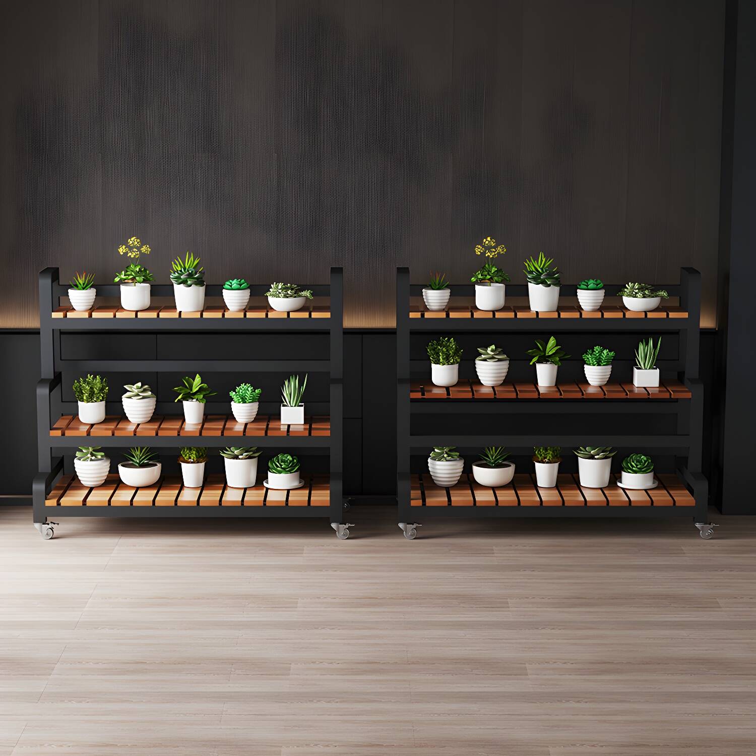 Multi-Tiered Wood Plant Stand with 3 Shelves in Rectangular Design for Stylish Display
