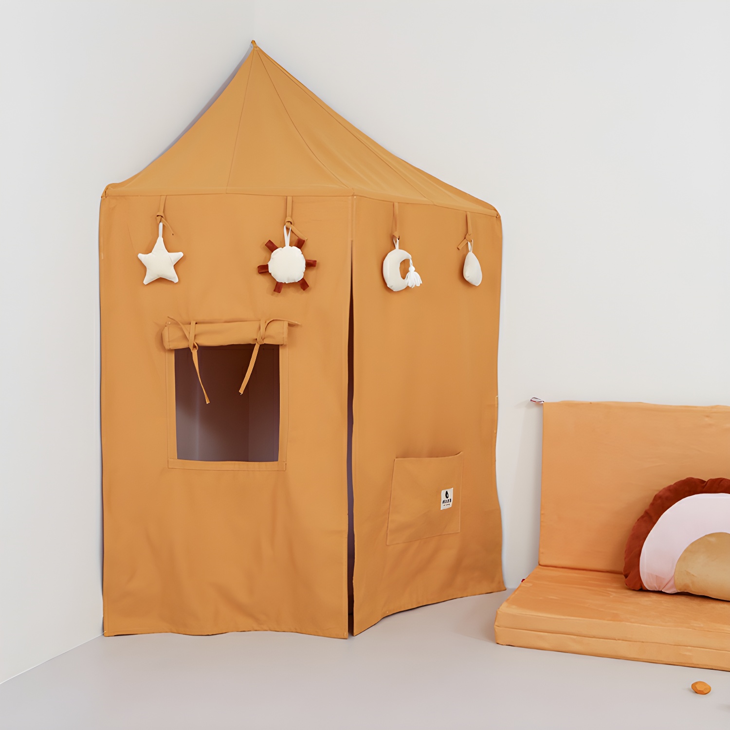 Canvas Triangle Hanging Play Tent with Windows - Indoor Use, 2 Person Capacity