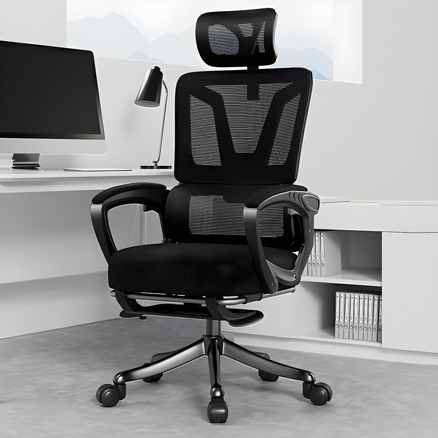 Swivel Modern Task Chair with High-Back & Adjustable Lumbar Support