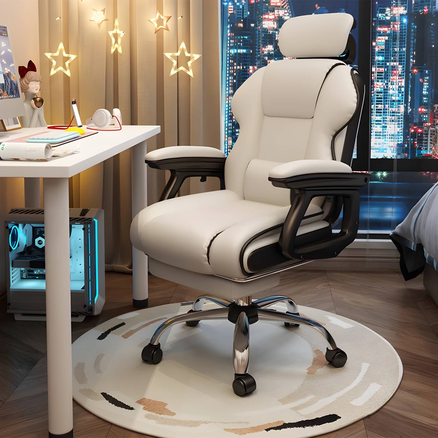 Ergonomic High-Back Gaming Chair with Adjustable Seat Height, Swivel, and Casters