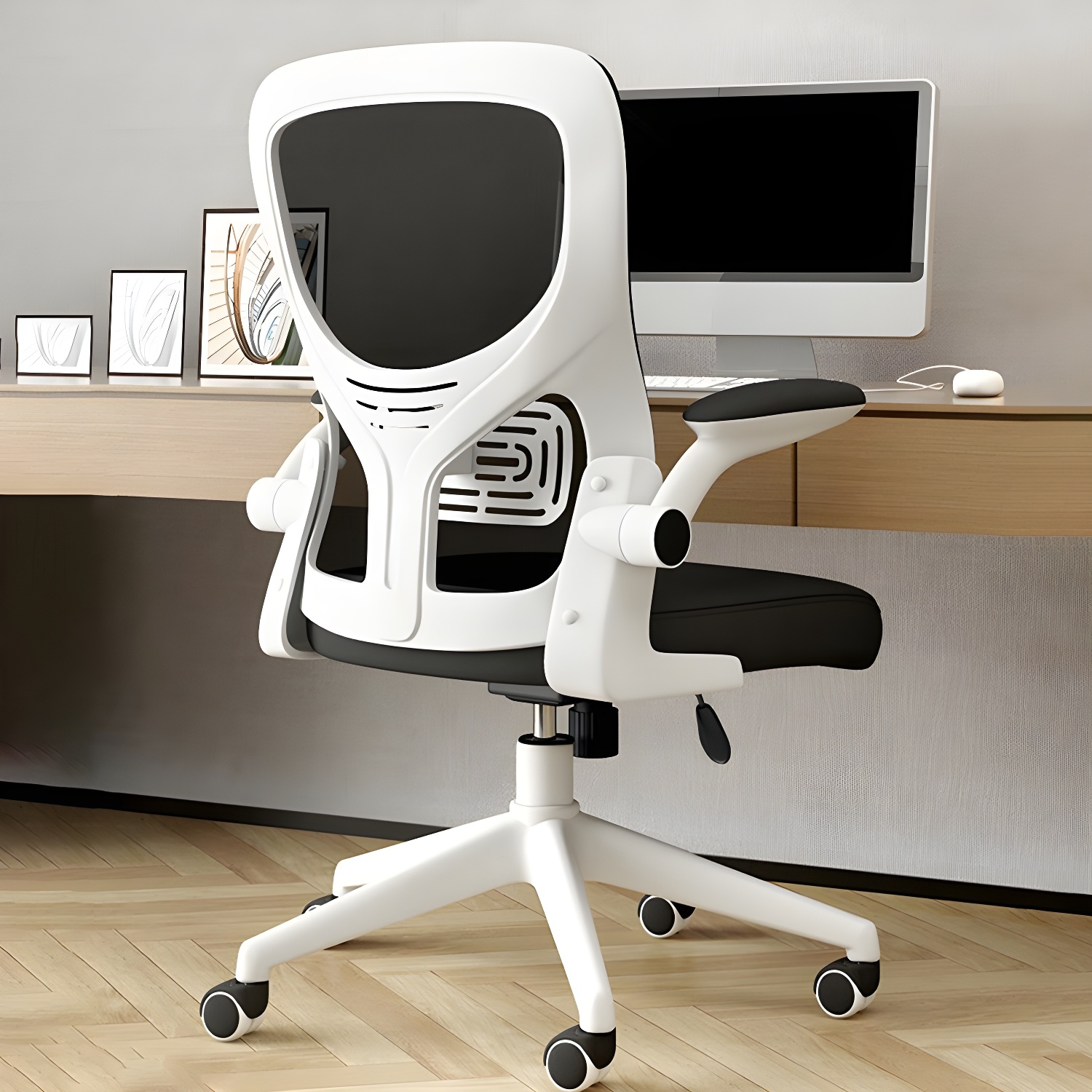 Swivel Modern Task Chair with Mesh Back and Adjustable Height Armrests