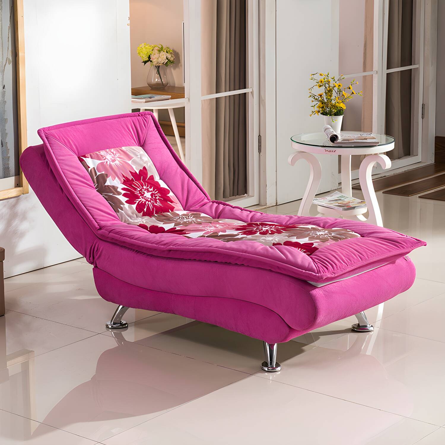 Modern Armless Chaise Lounge with Reclining Feature and Contemporary Design