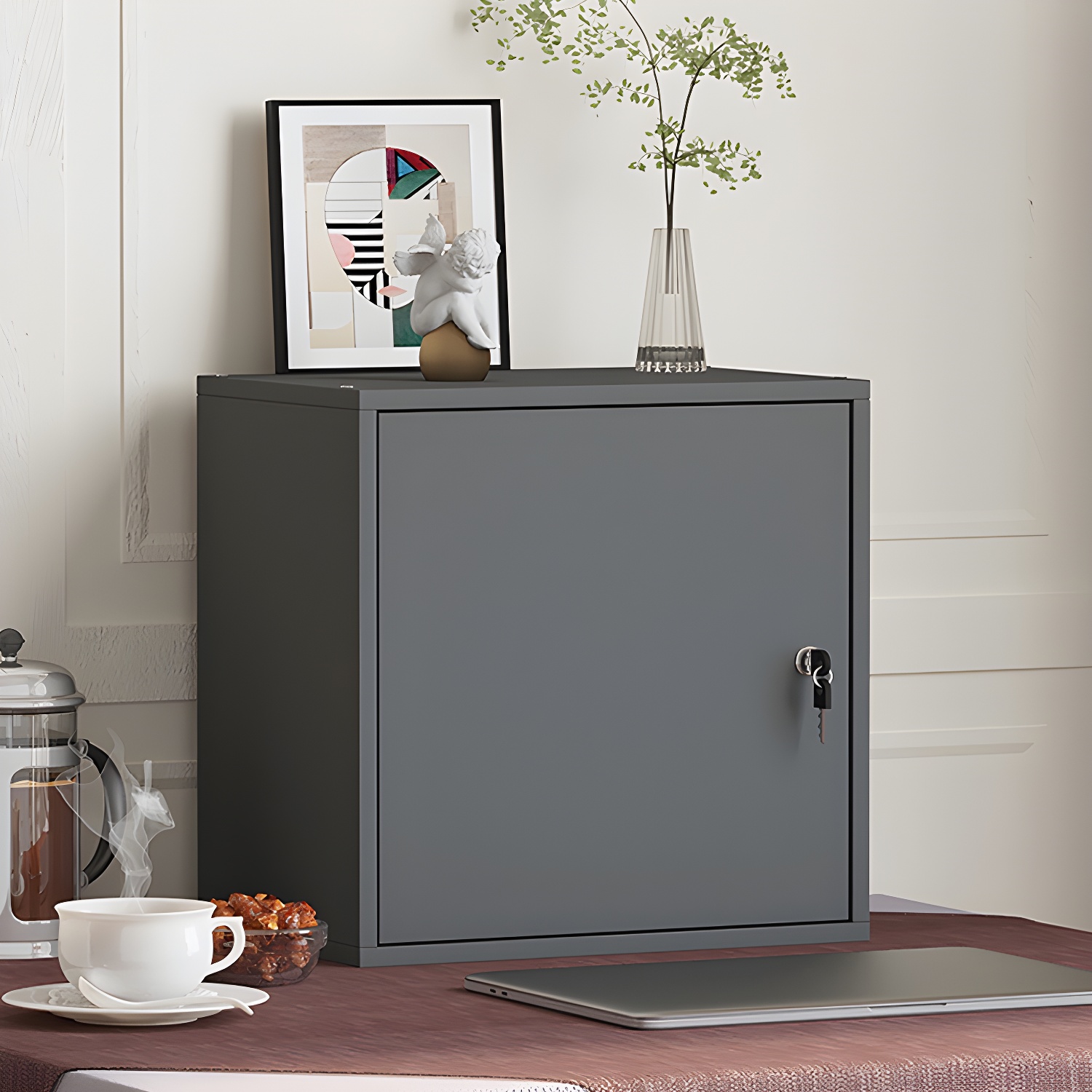 Elegant Locking Wooden Filing Cabinet, Modern Style & Sturdy Construction