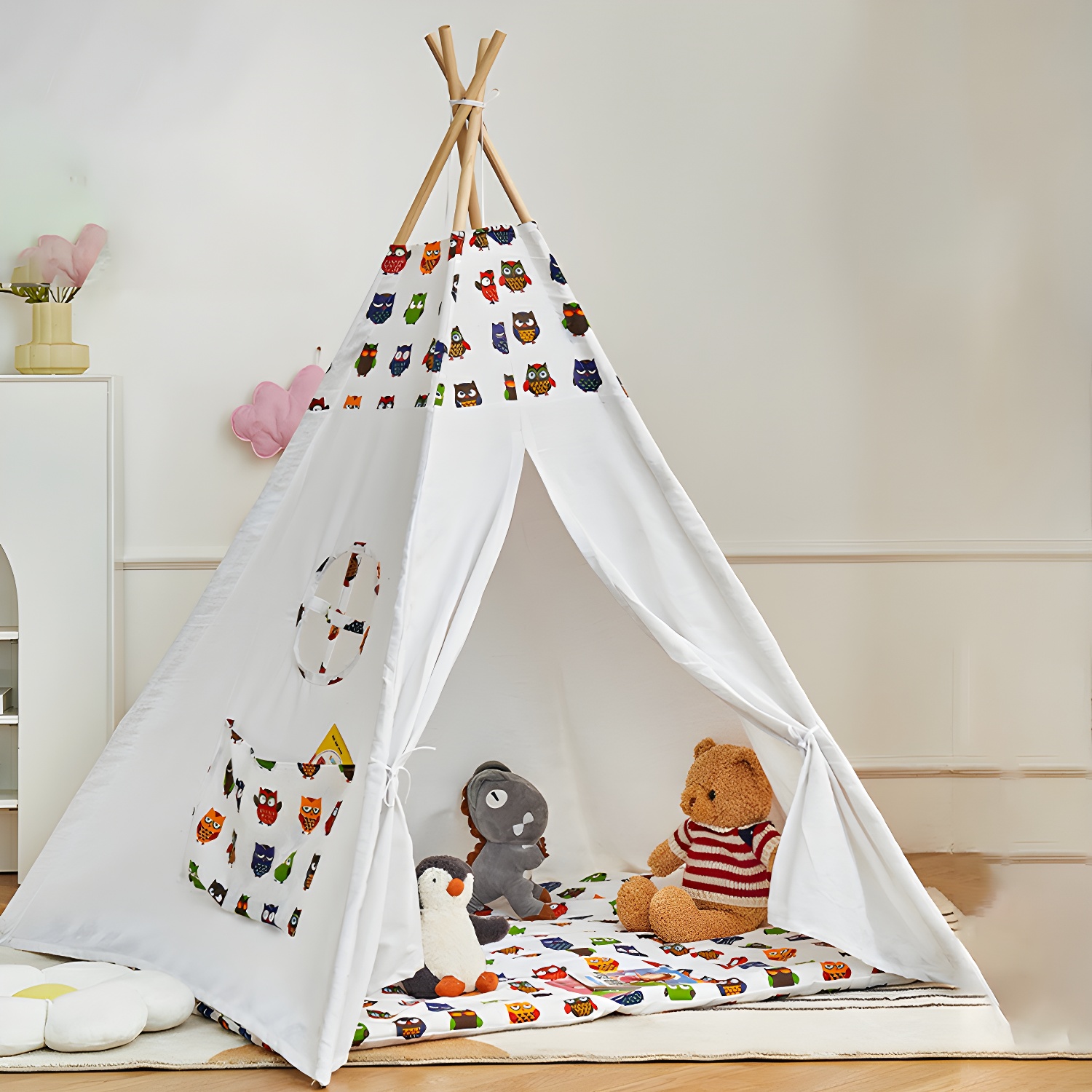 Colourful Triangular Play Tent with Windows for Indoor/Outdoor Play and Durability