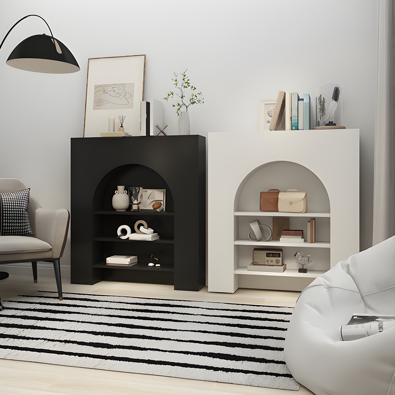 Wooden Modern Display Stand with Open Shelves & Contemporary Design