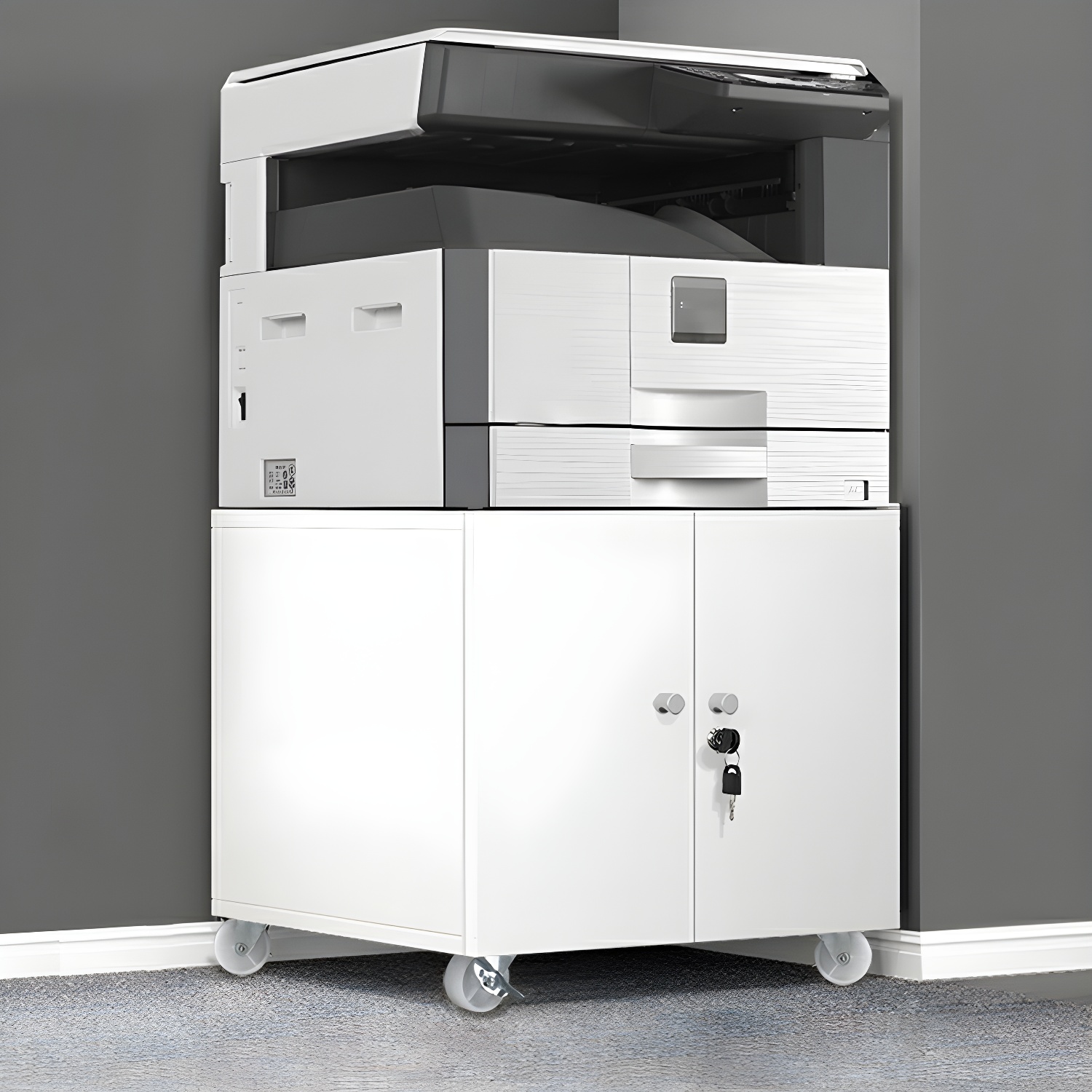 Modern Metal Filing Cabinet with Shelves, Non-Adjustable, Full Assembly Needed