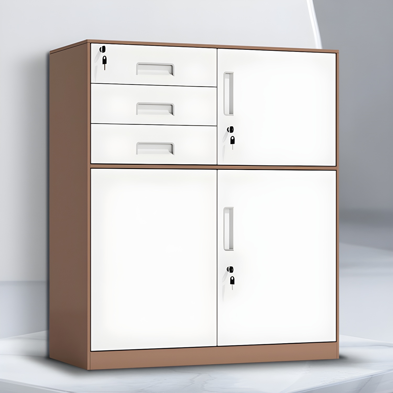 Metal Fire Resistant Filing Cabinet, Large Size Locking Drawers, Modern Style