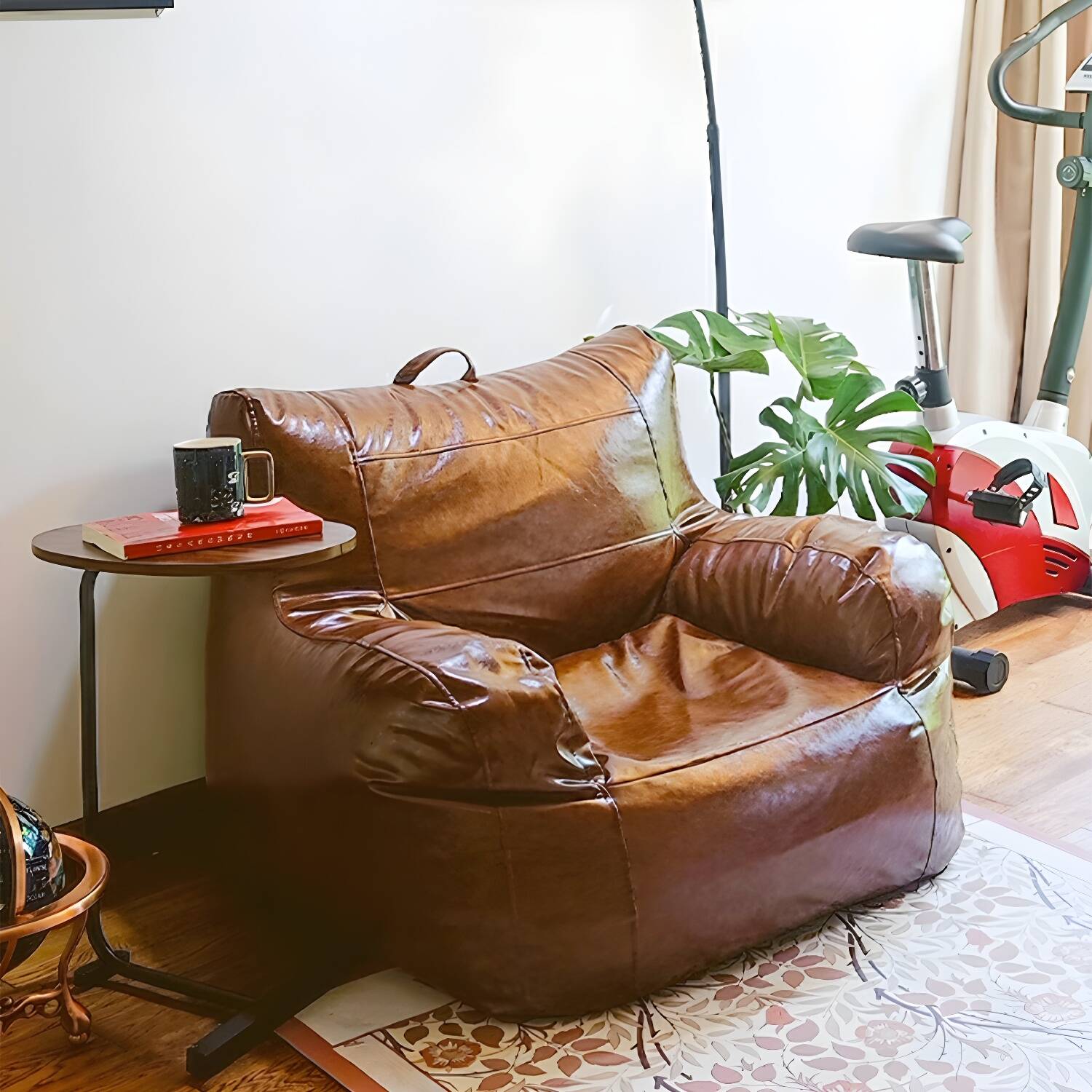 Comfortable Faux Leather Bean Bag Lounger with Sponge Fill - Perfect for Relaxing