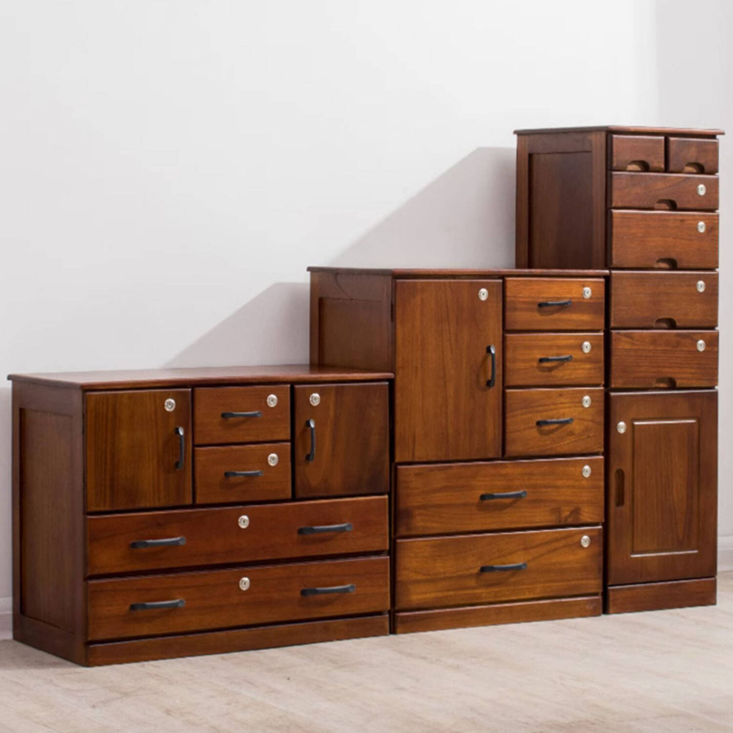 Modern Solid Wood Dresser with Multiple Drawers in Brown Finish