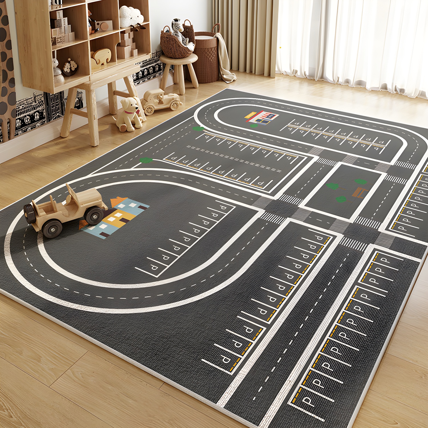 Indoor Use Kids Educational Polyester Fiber Area Rug with Anti-Slip Backing