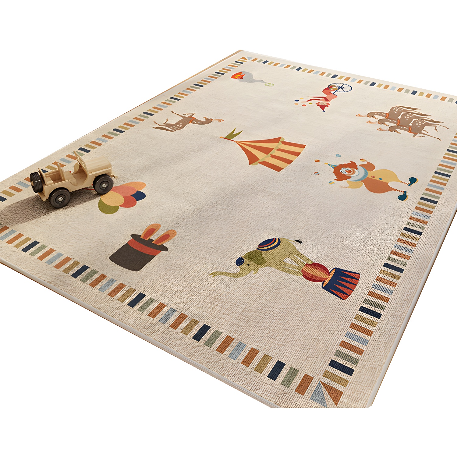 Kids Polyester Animal Print Area Rug with Anti-Slip Backing for Indoor Use